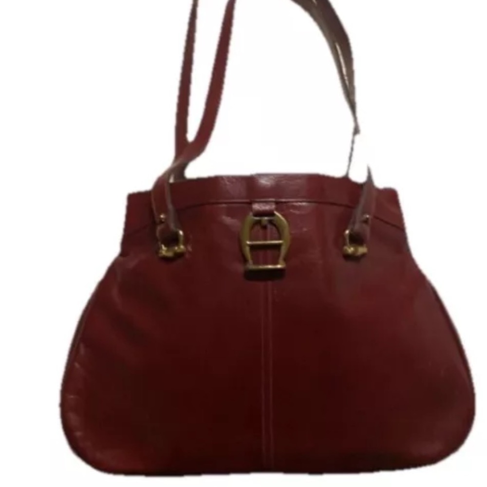 **Vintage Etienne Aigner Flex Frame Shoulder Handbag Oxblood Leather Classic**